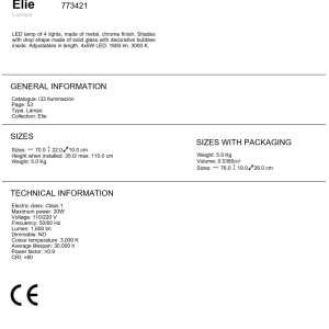 Lustra LED cu 4 pendule design modern Elie crom SV-773421 70721 universul-luminii.ro