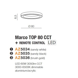 Lustra LED cu telecomanda design slim circular MARCO TOP 80 CCT WH 120071 universul-luminii.ro