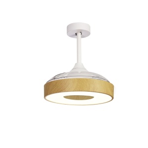 Lustra LED cu ventilator palete retractabile Coin Fan Mini lemn - Img 4