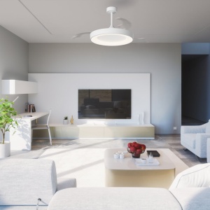 Lustra LED cu ventilator palete retractabile NISEKO L alb