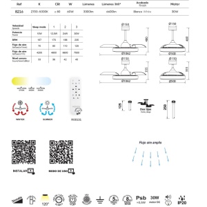 Lustra LED cu Ventilator si telecomanda COIN alb 222801 universul-luminii.ro