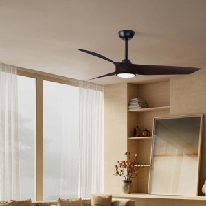 Lustra LED cu Ventilator si telecomanda FARGO D-132cm negru/ nuc - Img 2