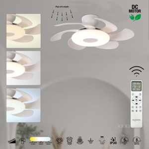 Lustra LED cu ventilator si telecomanda FLOWER alb - Img 4