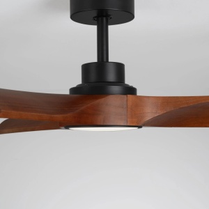 Lustra LED cu Ventilator si telecomanda HOVER D-132cm negru/ lemn inchis - Img 5