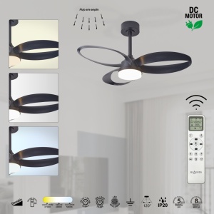 Lustra LED cu ventilator si telecomanda INFINITY negru - Img 6