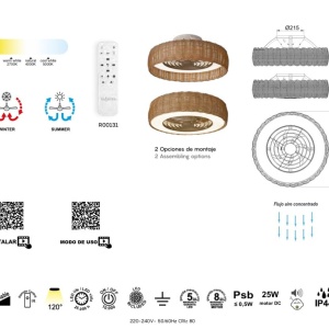 Lustra LED cu Ventilator si telecomanda, IP44, KILIMANJARO MINI MA-8226 172361 universul-luminii.ro