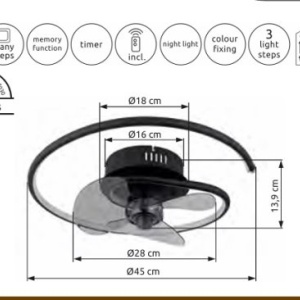 Lustra LED cu ventilator si telecomanda KOREN 03660 GL 171981 universul-luminii.ro