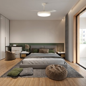 Lustra LED cu ventilator si telecomanda LUNA M alba