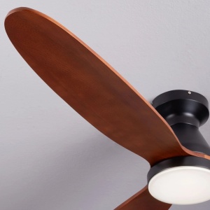 Lustra LED cu Ventilator si telecomanda NELLY D-132cm negru/ lemn inchis - Img 5