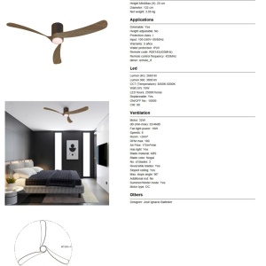 Lustra LED cu ventilator si telecomanda NEMO II L negru/nuc - Img 5