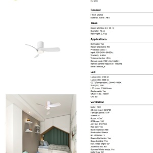 Lustra LED cu Ventilator si telecomanda NEMO II XS alb - Img 10
