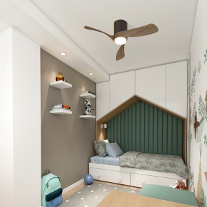 Lustra LED cu Ventilator si telecomanda NEMO II XS negru/nuc - Img 2
