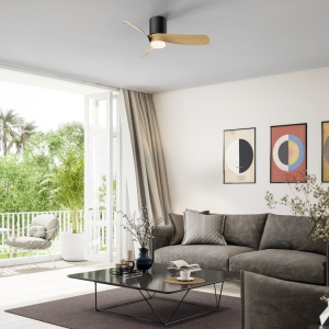 Lustra LED cu Ventilator si telecomanda NEMO negru/lemn