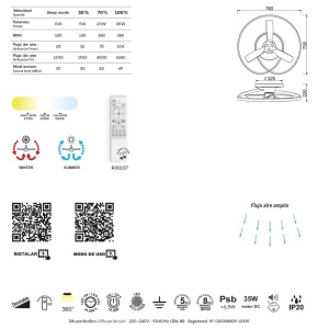 Lustra LED cu Ventilator si telecomanda OCEAN alb/lemn 139761 universul-luminii.ro