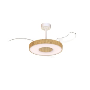 Lustra LED cu Ventilator tavan smart sistem TUYA si telecomanda COIN lemn - Img 4
