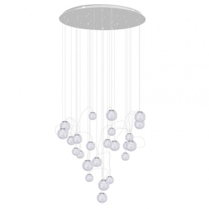 Lustra LED design casa scarii cu 24 pendule suspendate ZOE crom P0386 MX