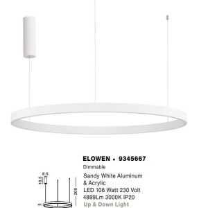 Lustra LED design circular cu iluminat sus si jos ELOWEN alb, diametru 98cm 213821 universul-luminii.ro