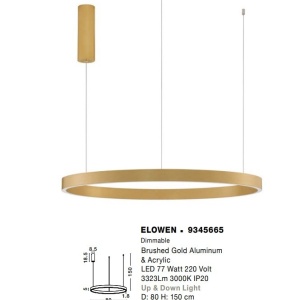 Lustra LED design circular cu iluminat sus si jos ELOWEN auriu, diametru 80cm 213791 universul-luminii.ro