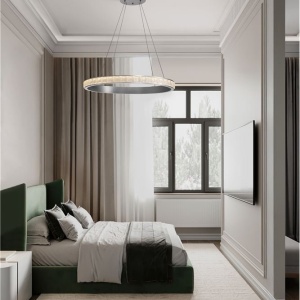Lustra LED design circular, Otel, Argintiu, Cristal K9, ETEKEN NVL-9501215 247601 universul-luminii.ro