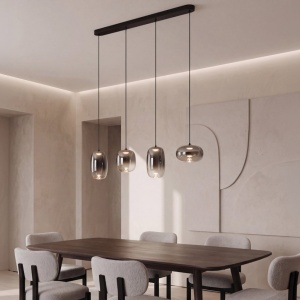 Lustra LED design decorativ VITRO negru/gri fumuriu