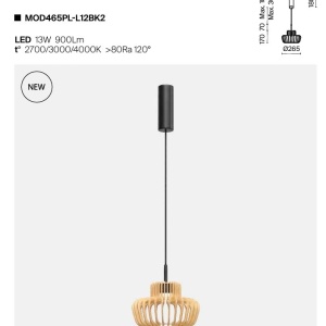 Lustra LED design japonez din lemn Namiki - Img 8