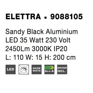 Lustra LED design liniar ELETTRA negru 91061 universul-luminii.ro