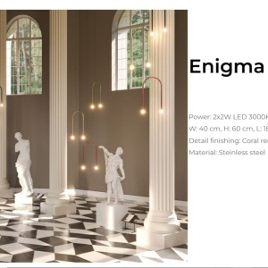 Lustra LED design minimalist ENIGMA, Coral red - Img 3