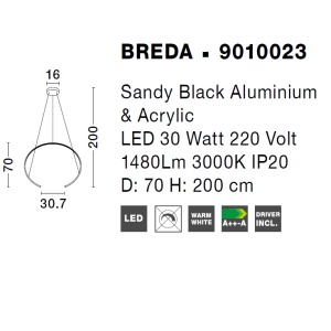 Lustra LED design modern BREDA negru NVL-9010023 75801 universul-luminii.ro