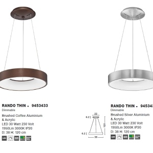 Lustra LED design modern circular RANDO THIN argintie 3000K NVL-9453434 - Img 3