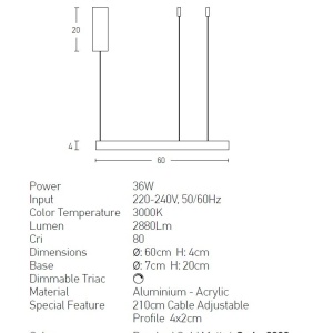 Lustra LED design modern circular ROTUNDA 60cm - Img 2