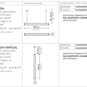 Lustra LED design tehnico-decorativ realizat manual Hugo vertical prisma - Img 2