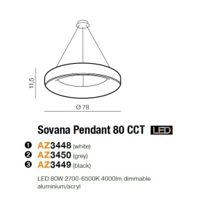 Lustra LED dimabila cu telecomanda SOVANA 80 neagra ZZ AZ3449 80291 universul-luminii.ro