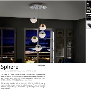 Lustra LED dimabila cu telecomanda Sphere 5L SV-793534D 71941 universul-luminii.ro