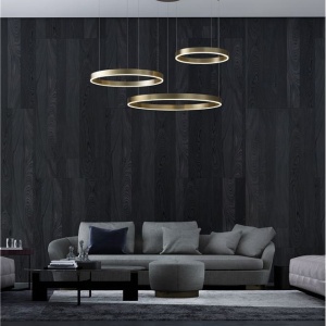 Lustra LED dimabila design circular MOTIF 3 ring auriu - Img 2