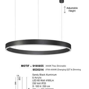 Lustra LED dimabila design circular MOTIF D-100cm - Img 5