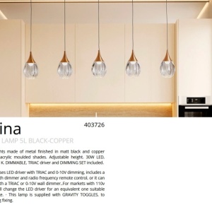 Lustra LED dimabila design modern Corina 5L negru/cupru 184581 universul-luminii.ro