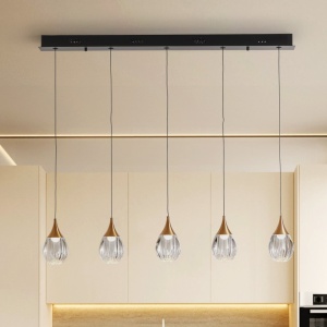 Lustra LED dimabila design modern Corina 5L negru/cupru