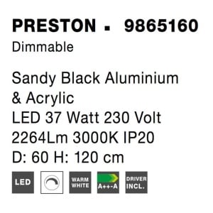 Lustra LED dimabila, design modern PRESTON, 60cm negru NVL-9865160 172751 universul-luminii.ro
