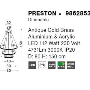 Lustra LED dimabila, design modern PRESTON 74351 universul-luminii.ro