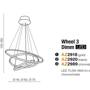 Lustra LED dimabila design modern Wheel 3 crom 56601 universul-luminii.ro