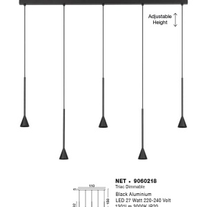 Lustra LED dimabila suspendata NET negru - Img 5