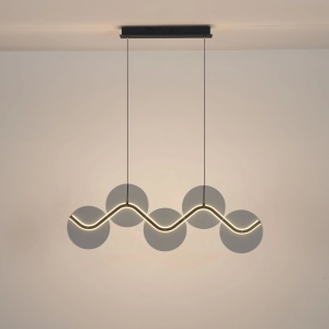 Lustra LED metal negru cu sticla fumurie, HALLEY - Img 8