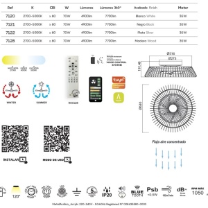 Lustra LED Smart cu Ventilator si telecomanda HIMALAYA lemn 222961 universul-luminii.ro
