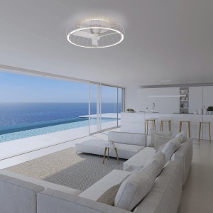 Lustra LED Smart cu Ventilator si telecomanda NATURE ALB 139701 universul-luminii.ro