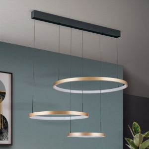 Lustra LED suspendata cu 3 inele SPHERE aurie 155671 universul-luminii.ro