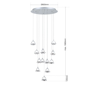 Lustra LED suspendata cu cristal K9 design lux MOON 12L 234591 universul-luminii.ro