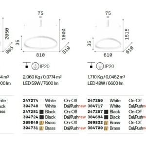 Lustra LED suspendata design circular Gemini sp d061 dali/push negru 143291 universul-luminii.ro