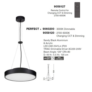 Lustra LED suspendata design circular PERFECT 40cm negru CCT Dimmable - Img 6