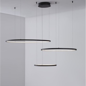 Lustra LED suspendata design circular PURPLE 3 ring neagra 222421 universul-luminii.ro