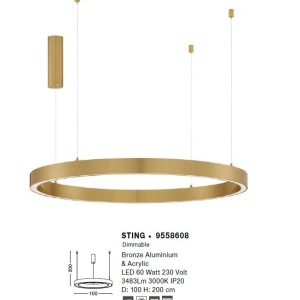 Lustra LED suspendata design circular STING Bronz 100cm - Img 3